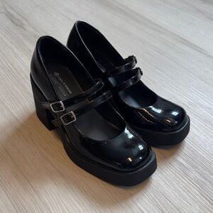 Call It Spring Black Patent Platform Mary Jane Heels